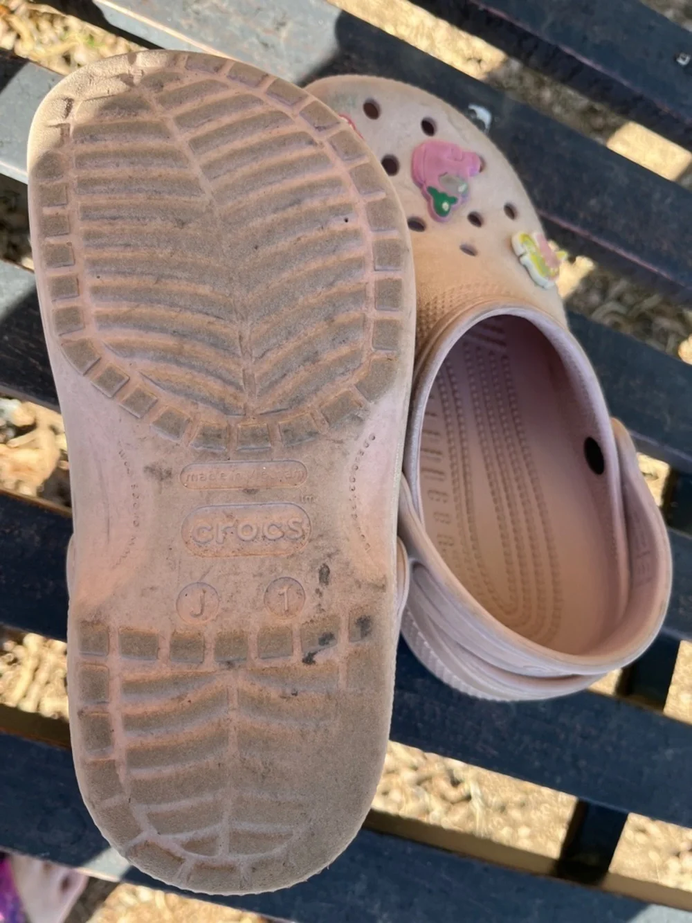 Crocs Pink  Slip-On Sandals Size 1 Sheen